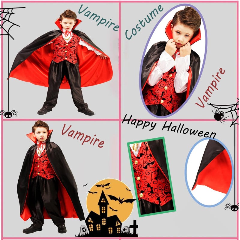 DSplay Kids Gothic Classic Vampire Halloween Costume (7-9Y) - Image 2